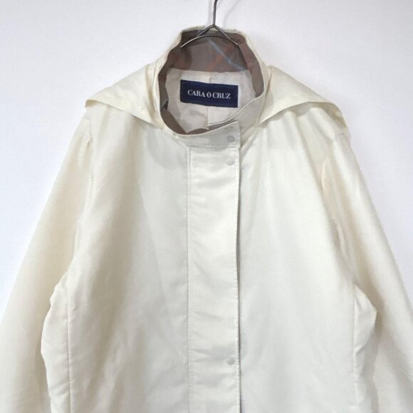 Caracroz Lightweight Trench Coat Ivory Size M - Picture 2 of 6